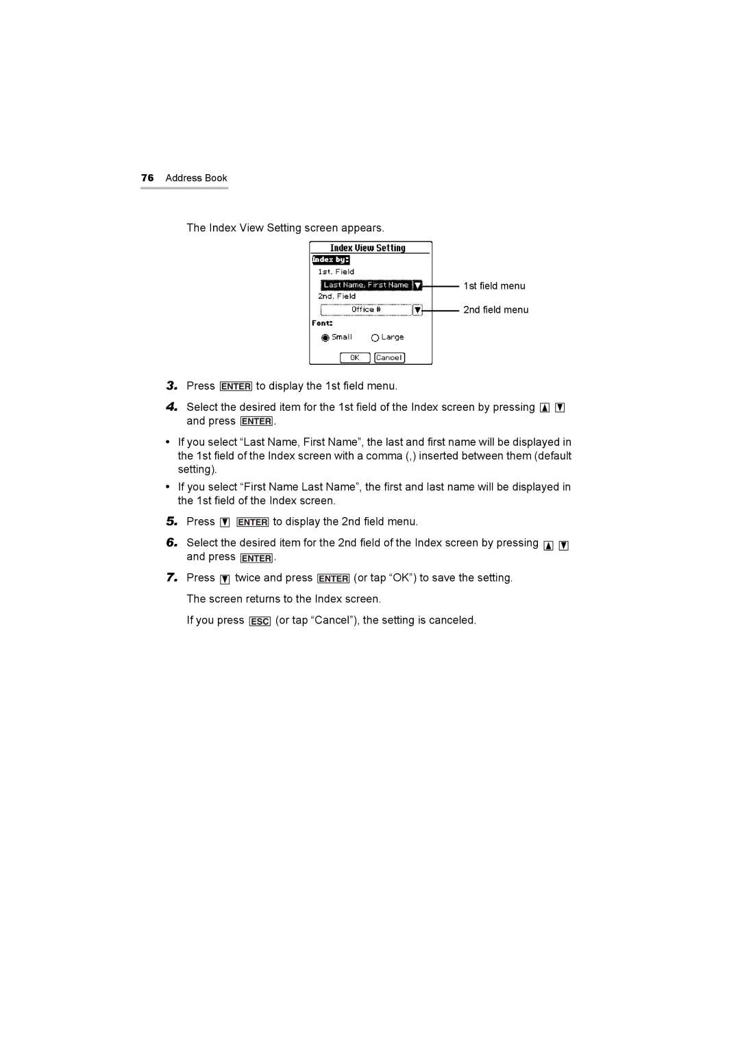 Sharp OZ-800 operation manual Index View Setting screen appears 