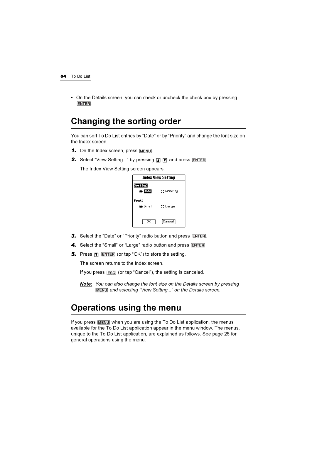 Sharp OZ-800 operation manual Changing the sorting order 