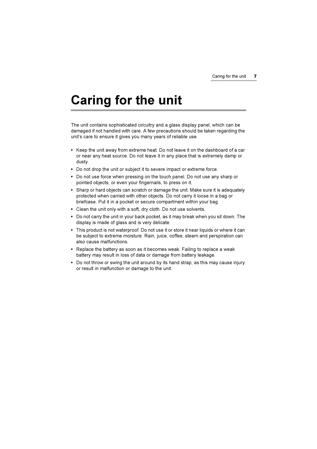 Sharp OZ-800 operation manual Caring for the unit 