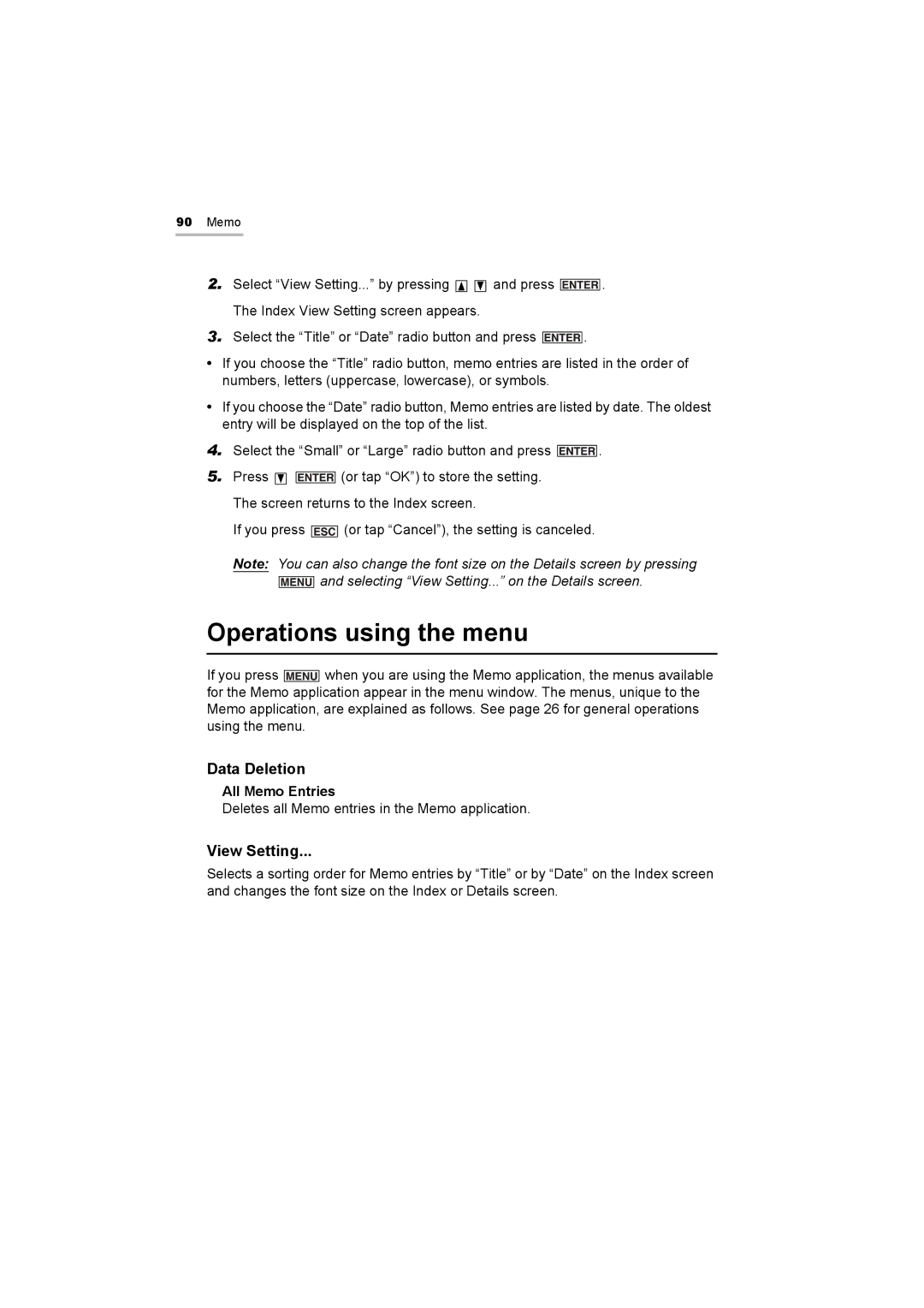 Sharp OZ-800 operation manual All Memo Entries 