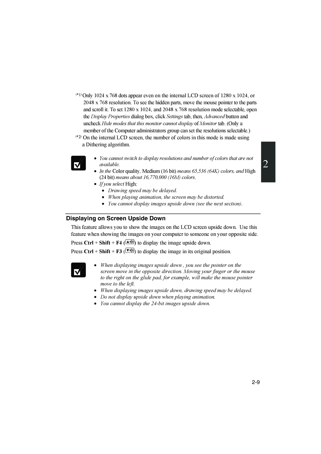 Sharp PC-MM1 manual Displaying on Screen Upside Down 