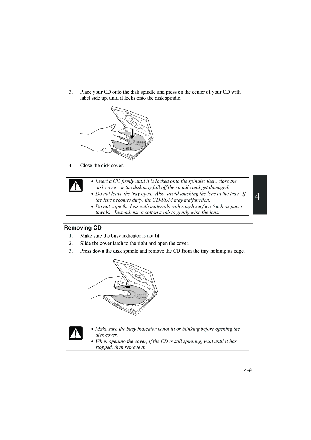 Sharp PC-MM1 manual Removing CD 