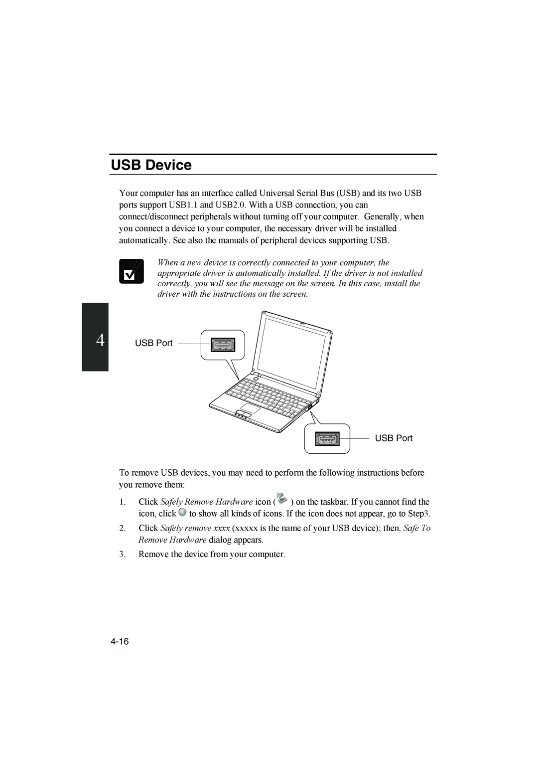 Sharp PC-MM1 manual USB Device, USB Port 