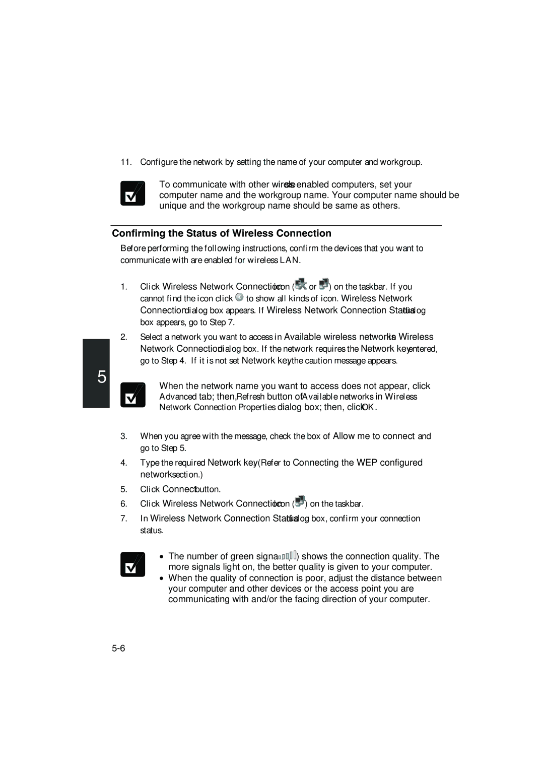 Sharp PC-MM1 manual Confirming the Status of Wireless Connection 