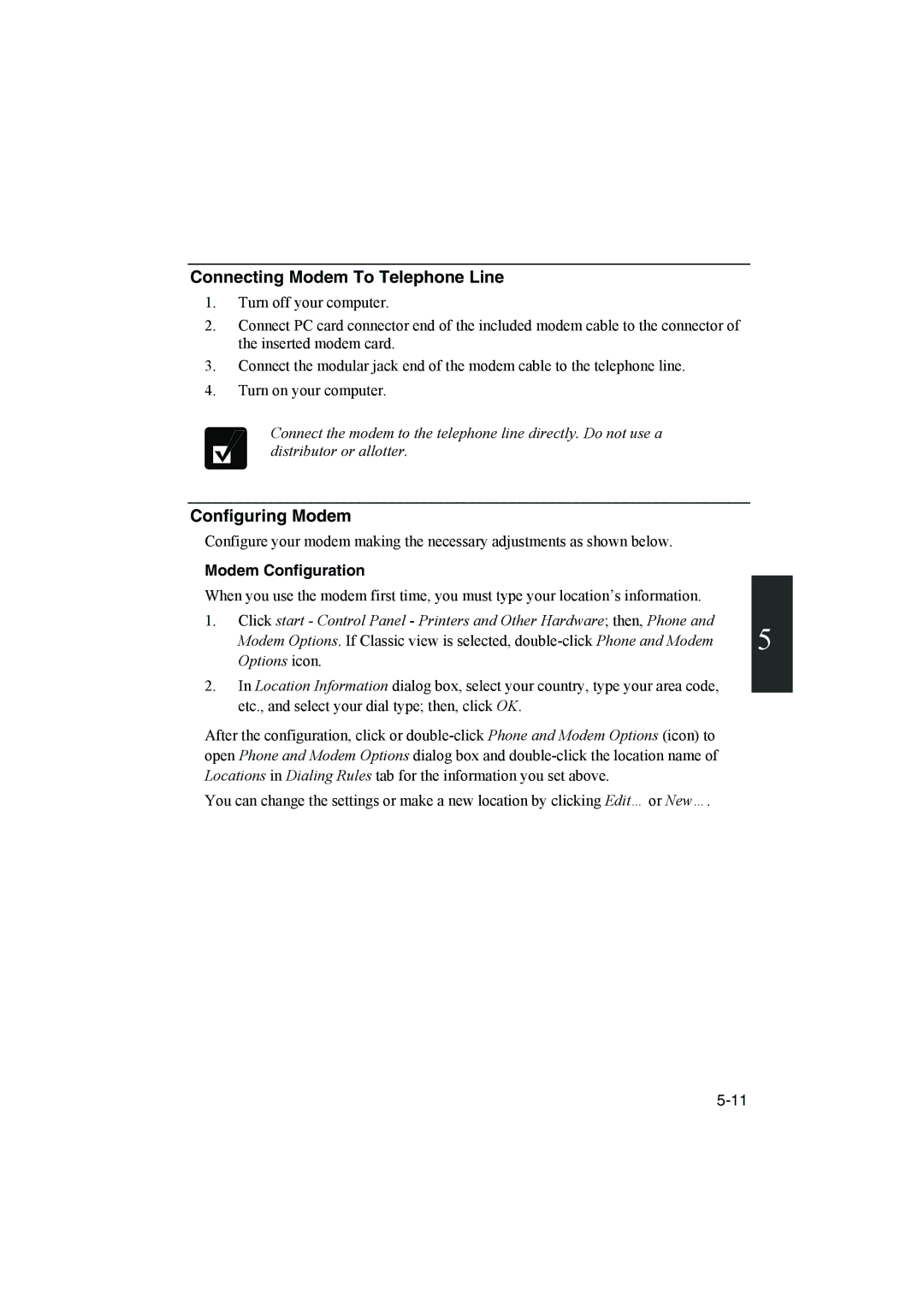 Sharp PC-MM1 manual Connecting Modem To Telephone Line, Configuring Modem, Modem Configuration 