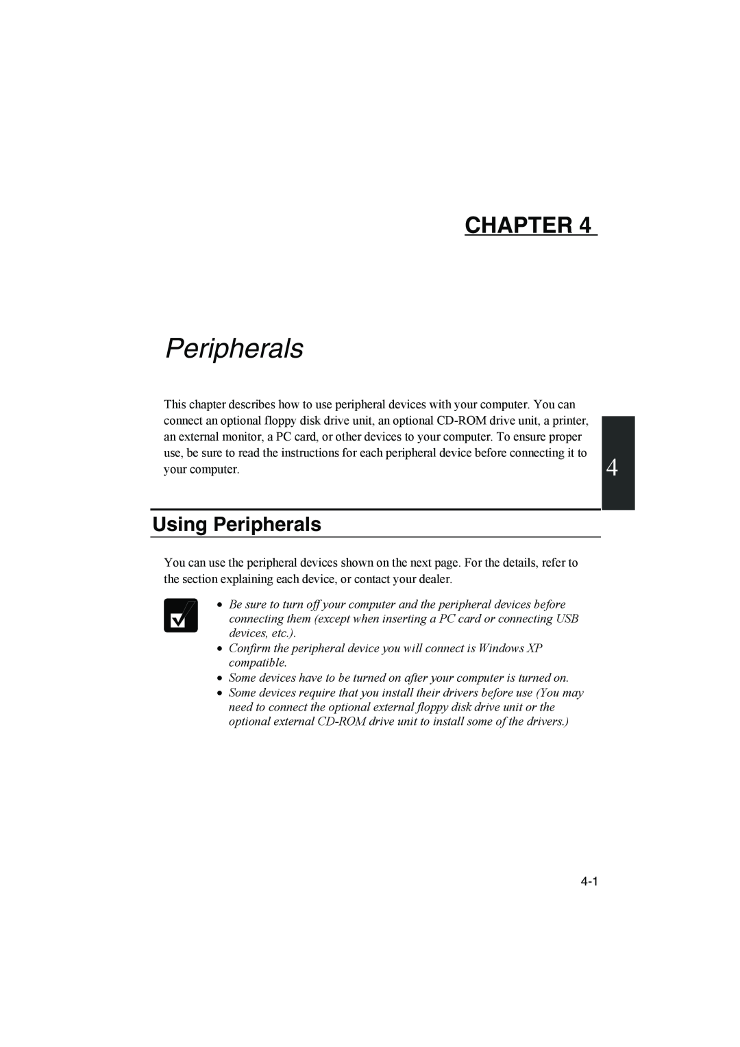Sharp PC-MM1 manual Using Peripherals, Chapter 