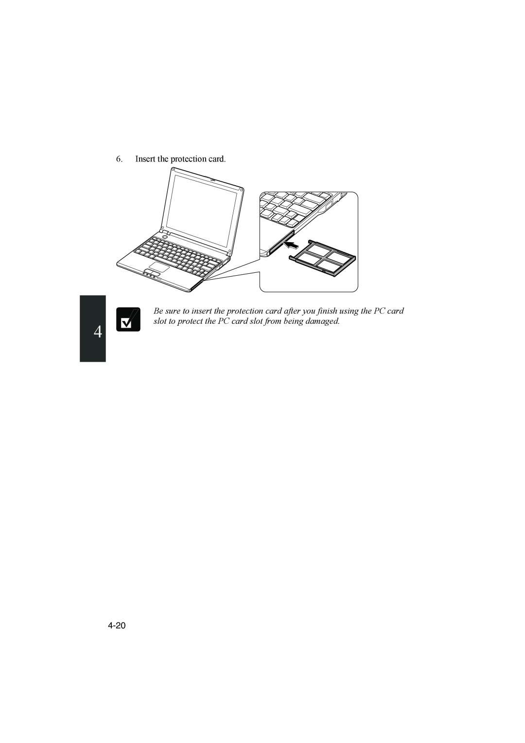 Sharp PC-MM1 manual Insert the protection card 