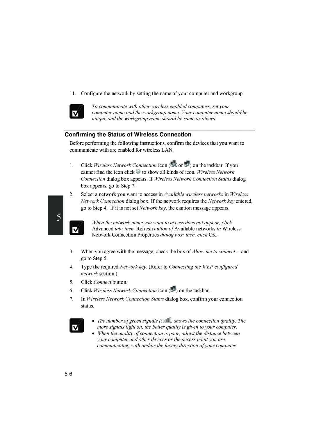 Sharp PC-MM1 manual Confirming the Status of Wireless Connection 