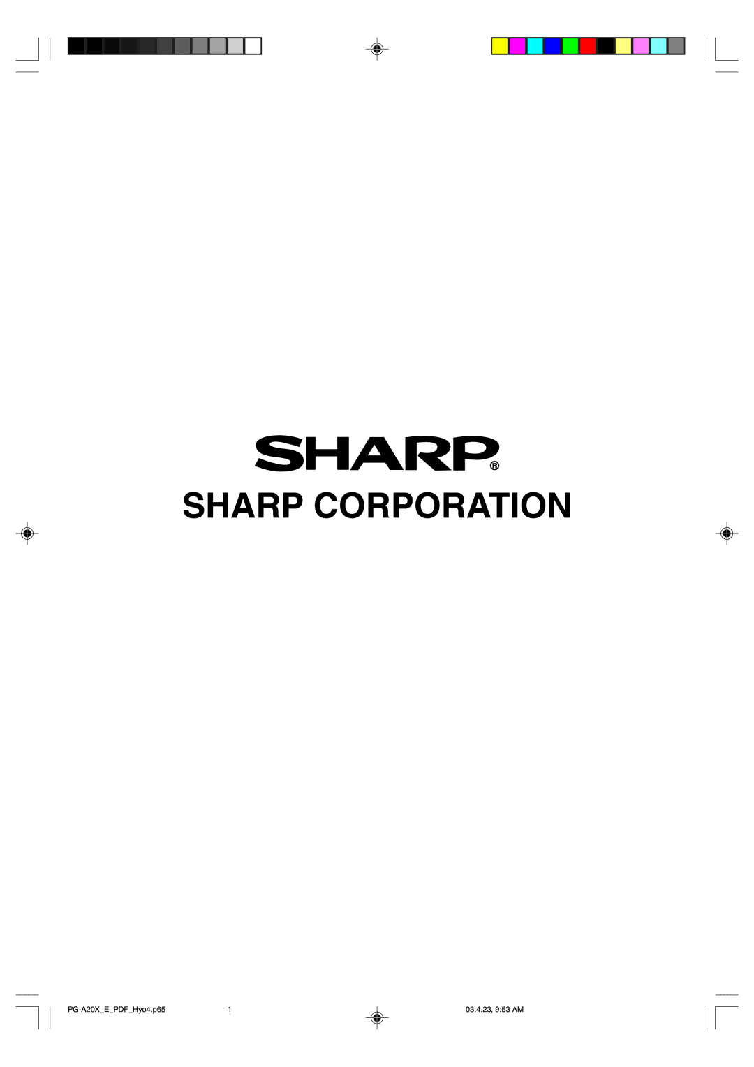 Sharp PG-A20X operation manual Sharp Corporation 