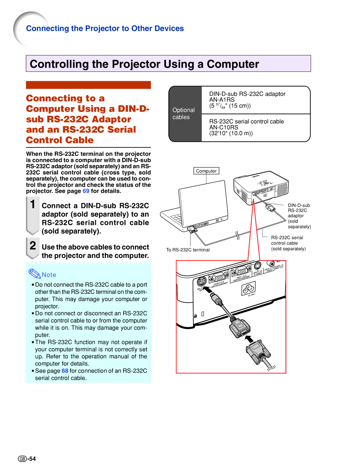 Sharp PG-B10S operation manual Controlling the Projector Using a Computer 