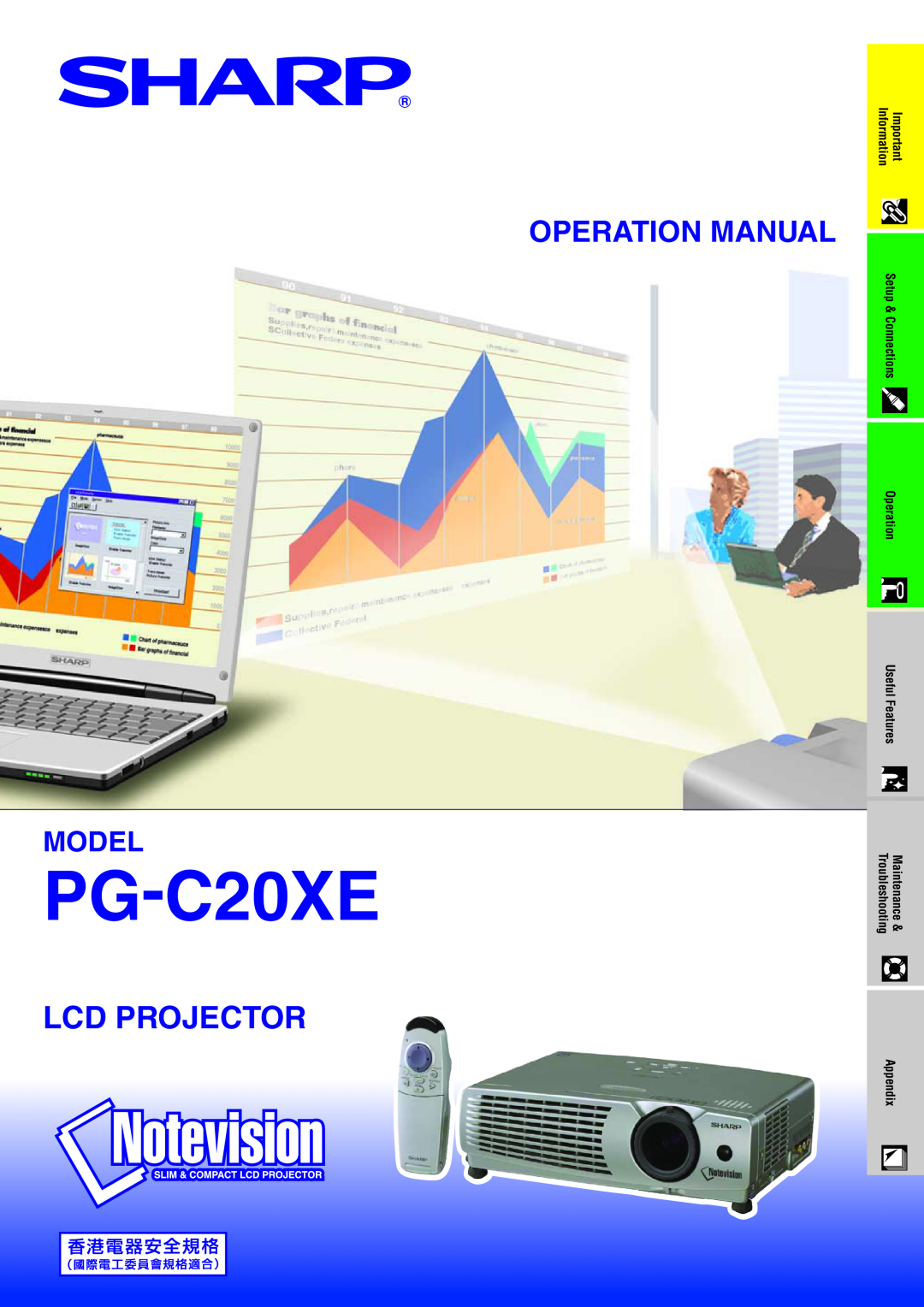 Sharp PG-C20XE appendix Lcd Projector, Model, Setup, Information, Troubleshooting, Maintenance 