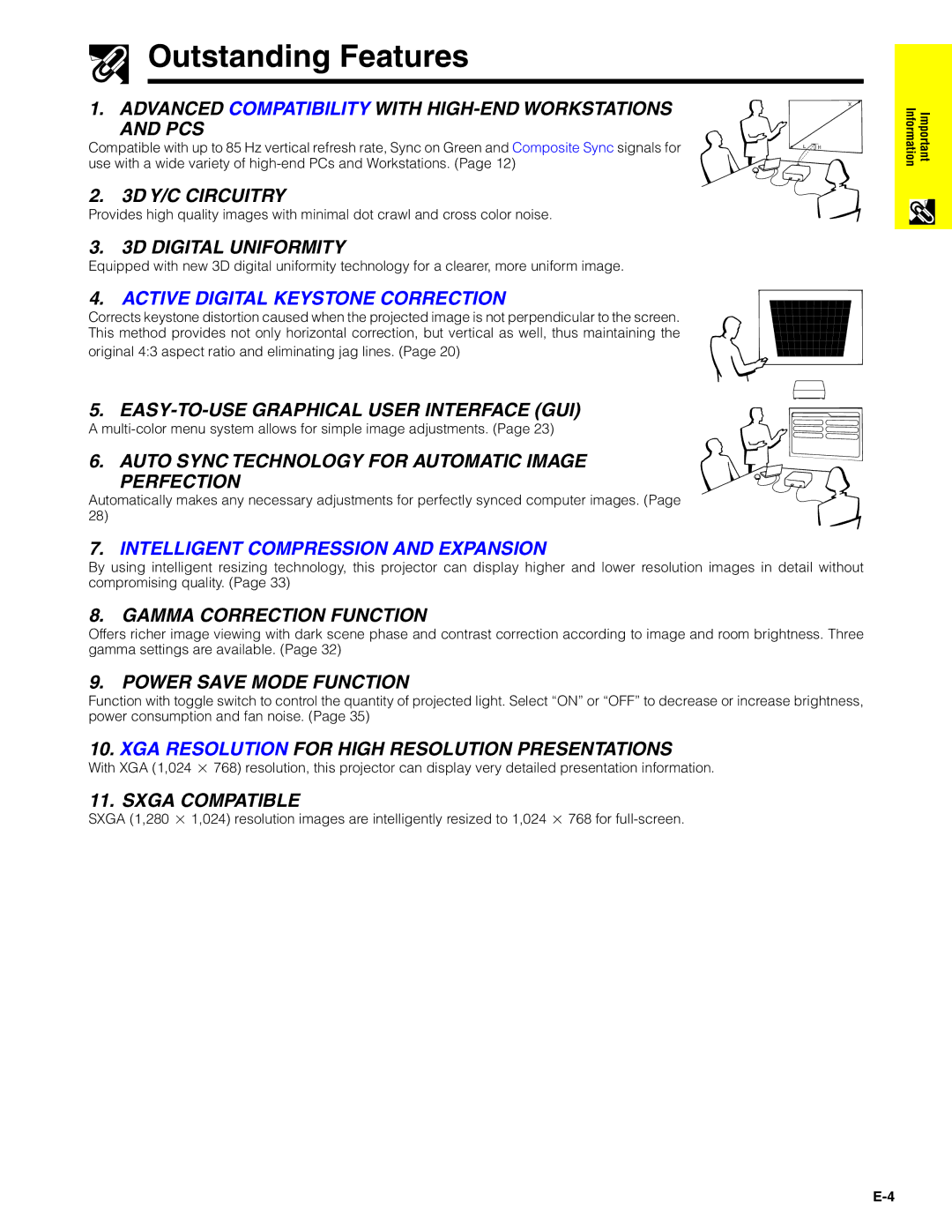 Sharp PG-C20XU operation manual Outstanding Features, Advanced Compatibility with HIGH-END Workstations and PCS 