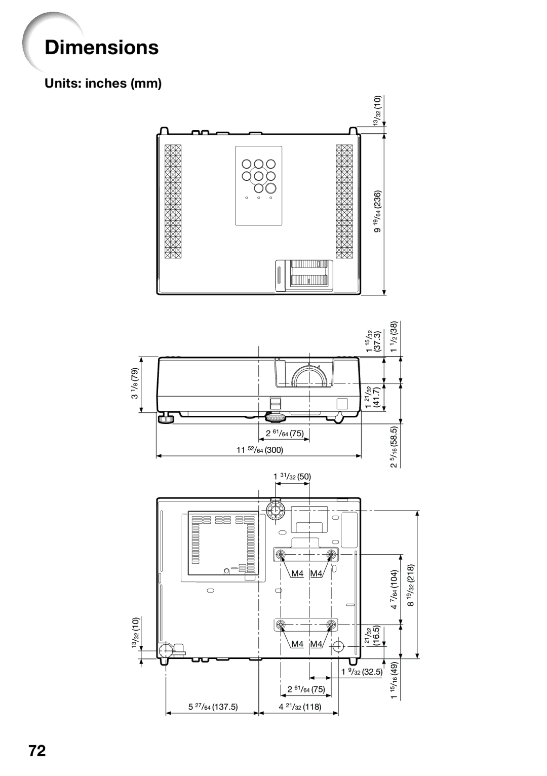 Sharp PG-D2510X appendix Dimensions 