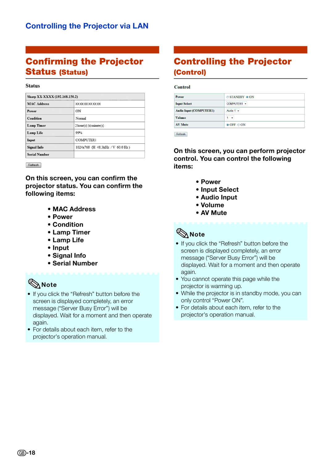 Sharp PG-D2870W, PG-D3050W, PG-D3550W specifications Conﬁrming the Projector, Controlling the Projector 