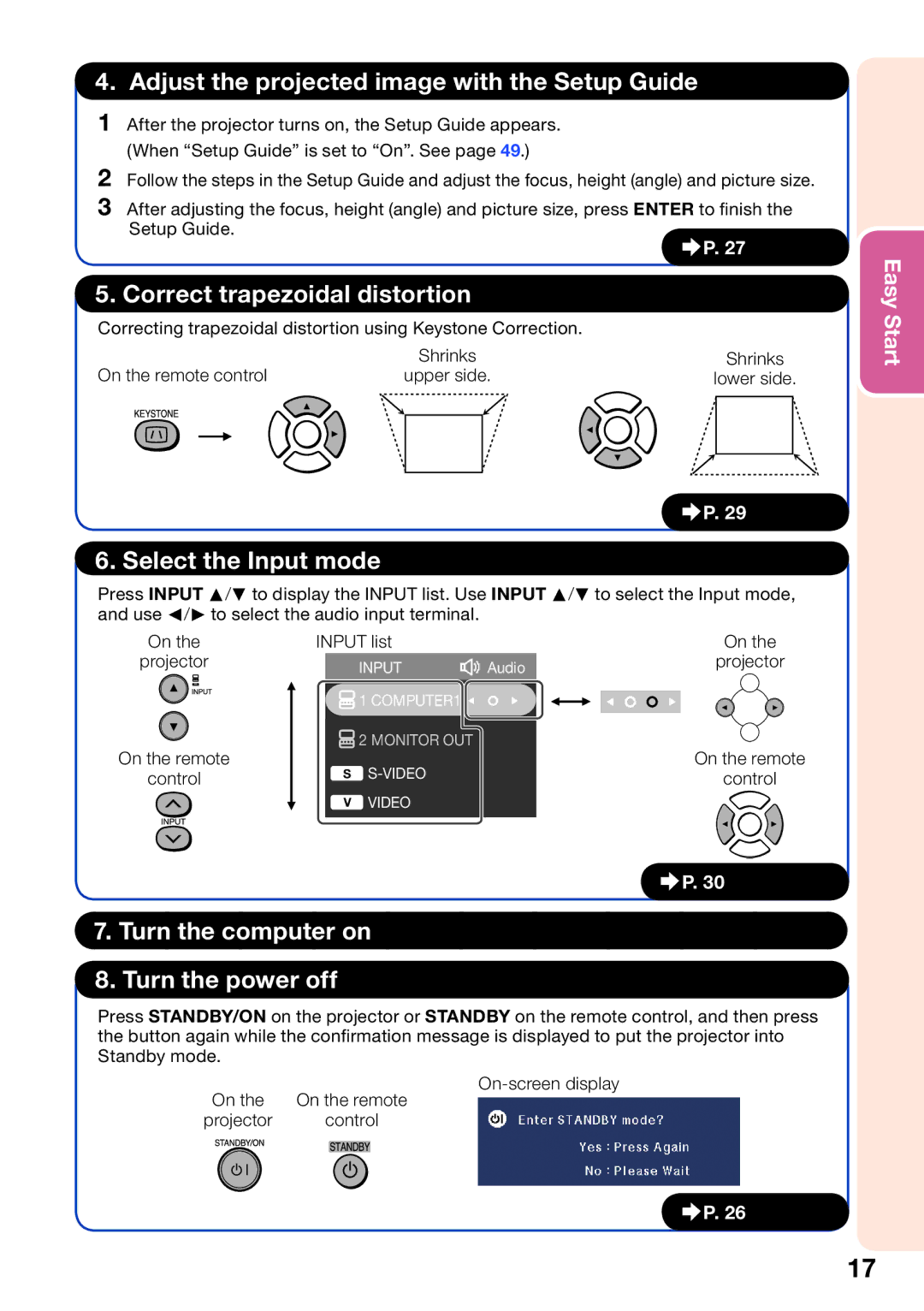 Sharp PG-D3510X, PG-D2710X, PG-D3010X appendix Turn the computer on Turn the power off 