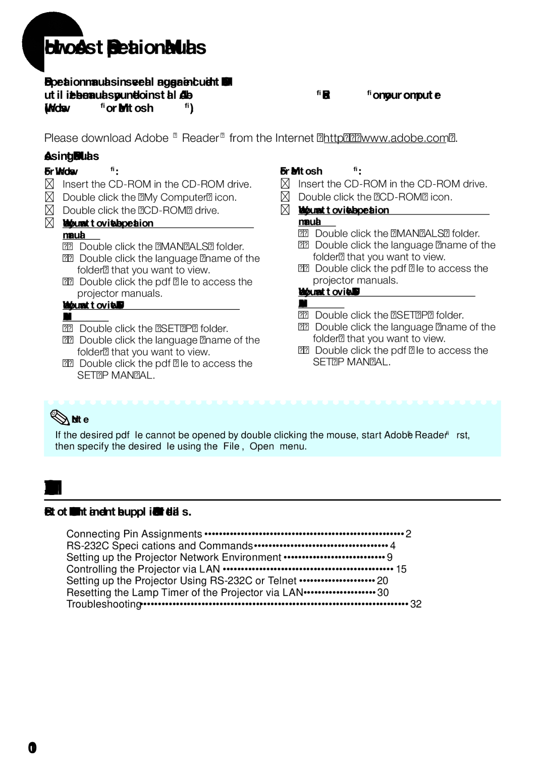 Sharp PG-D4010X quick start For Windows, When you want to view the Setup Manual, For Macintosh 