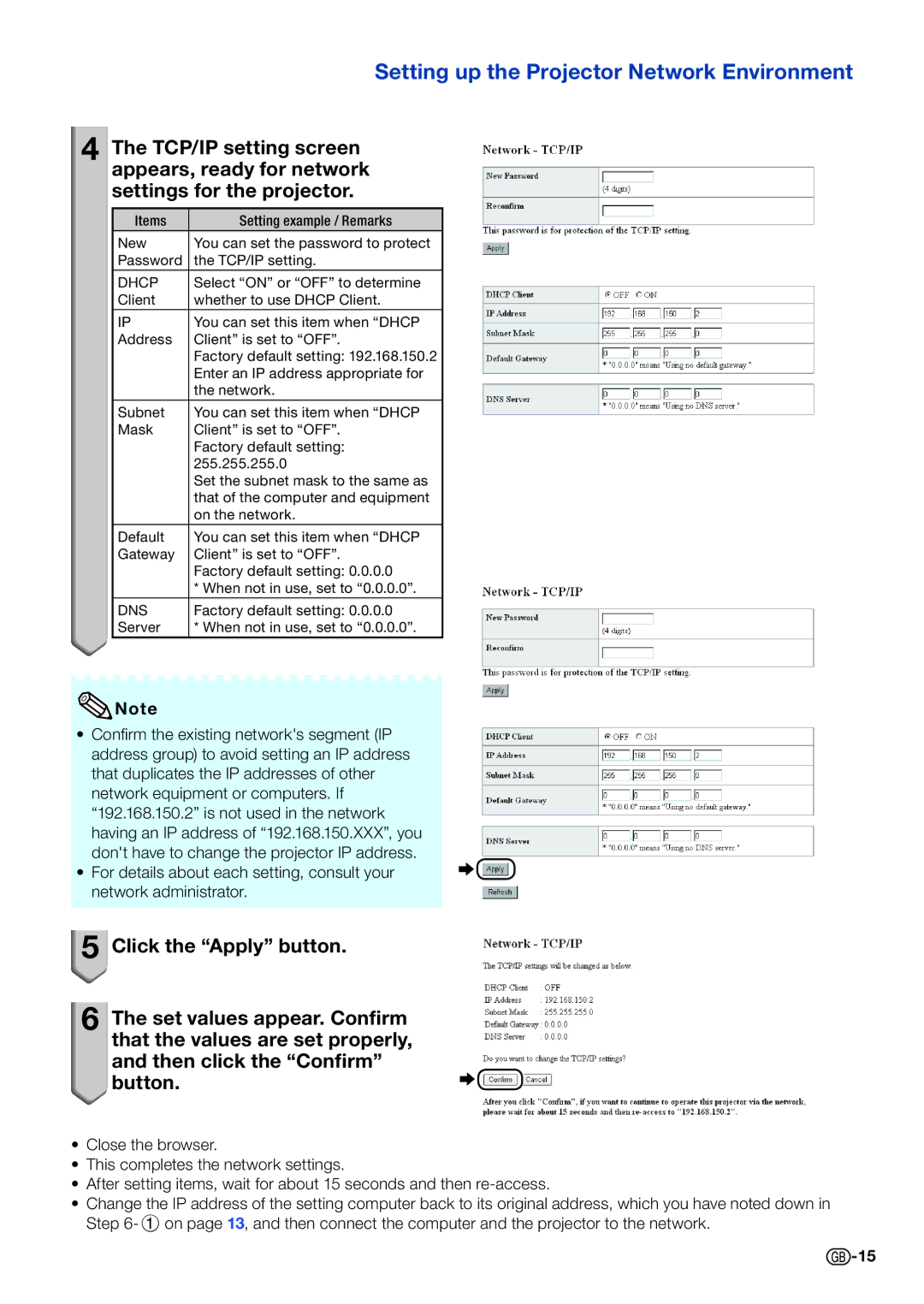 Sharp PG-D40W3D specifications Dns 