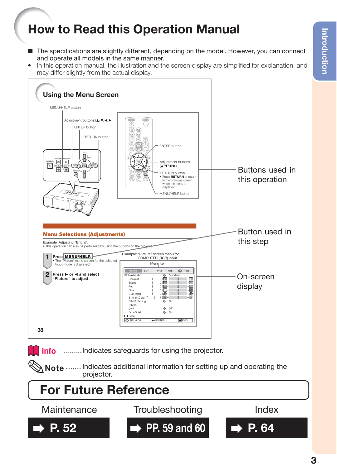 Sharp PG-D45X3D quick start For Future Reference 