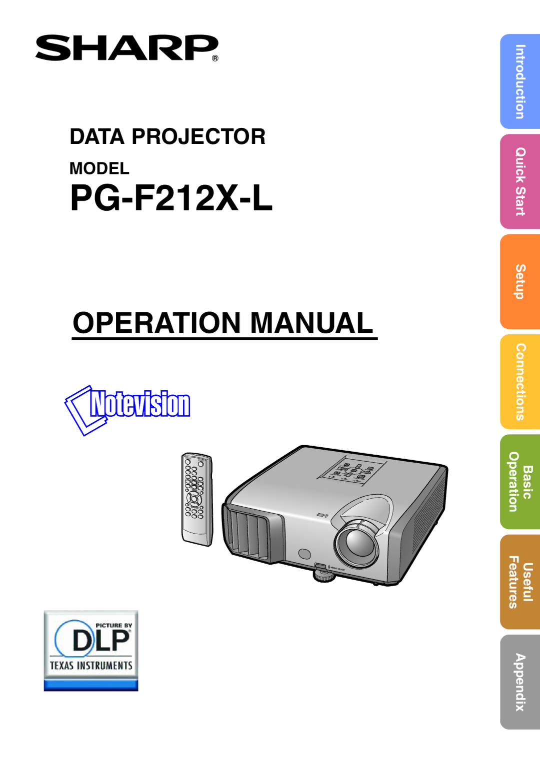 Sharp PG-F212X-L quick start 