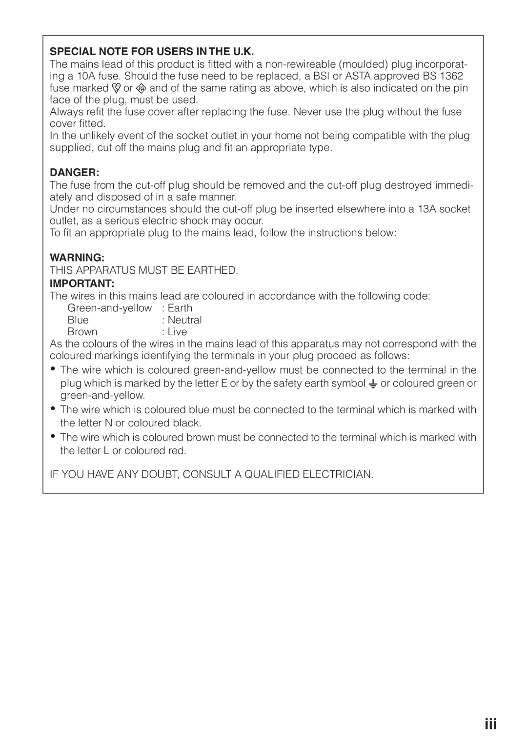 Sharp PG-F212X-L quick start This Apparatus Must be Earthed, If YOU have ANY DOUBT, Consult a Qualified Electrician 