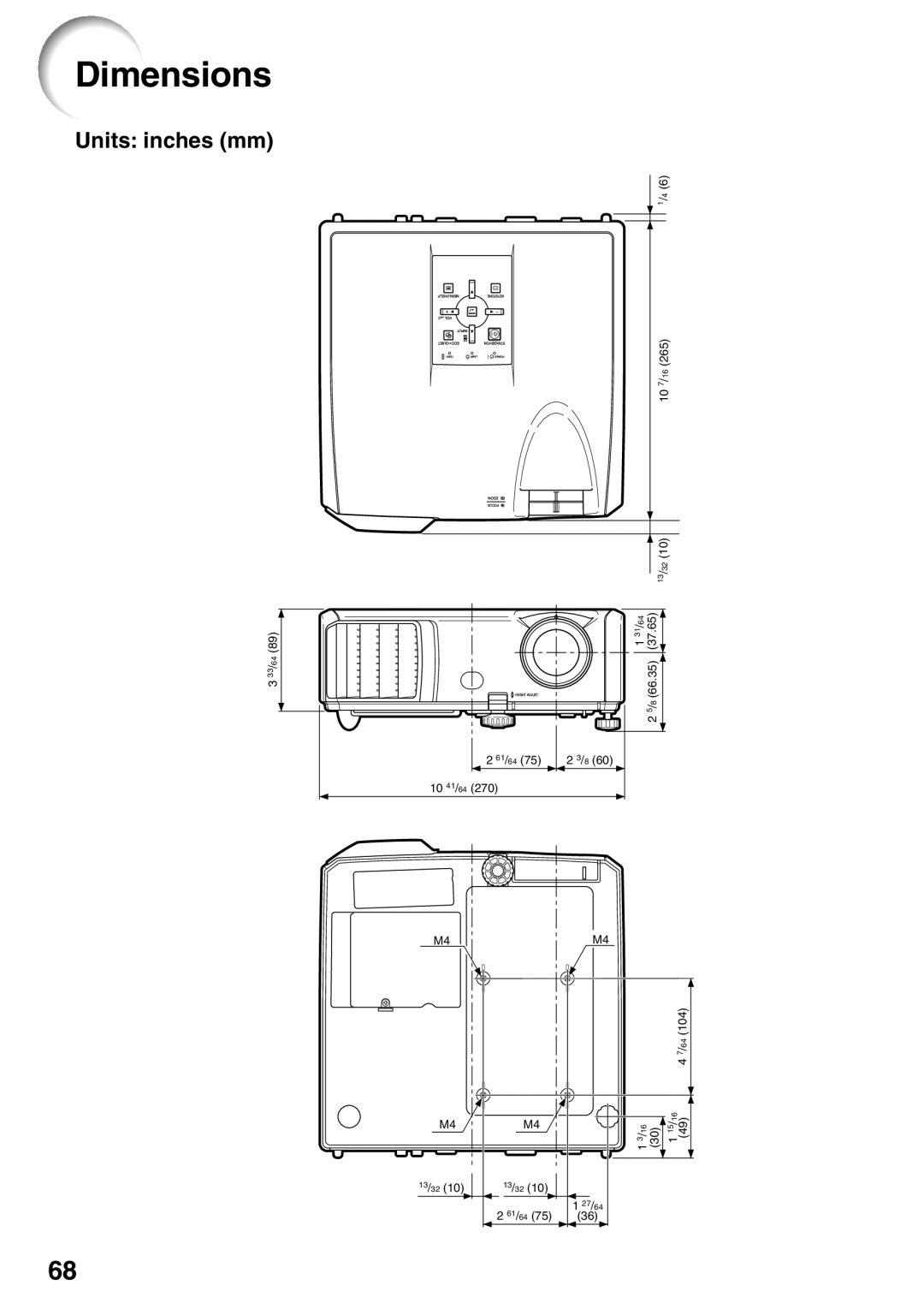 Sharp PG-F212X-L quick start Dimensions 