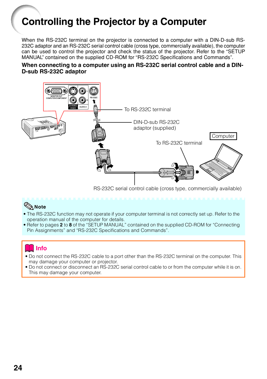 Sharp PG-F255W quick start Controlling the Projector by a Computer 