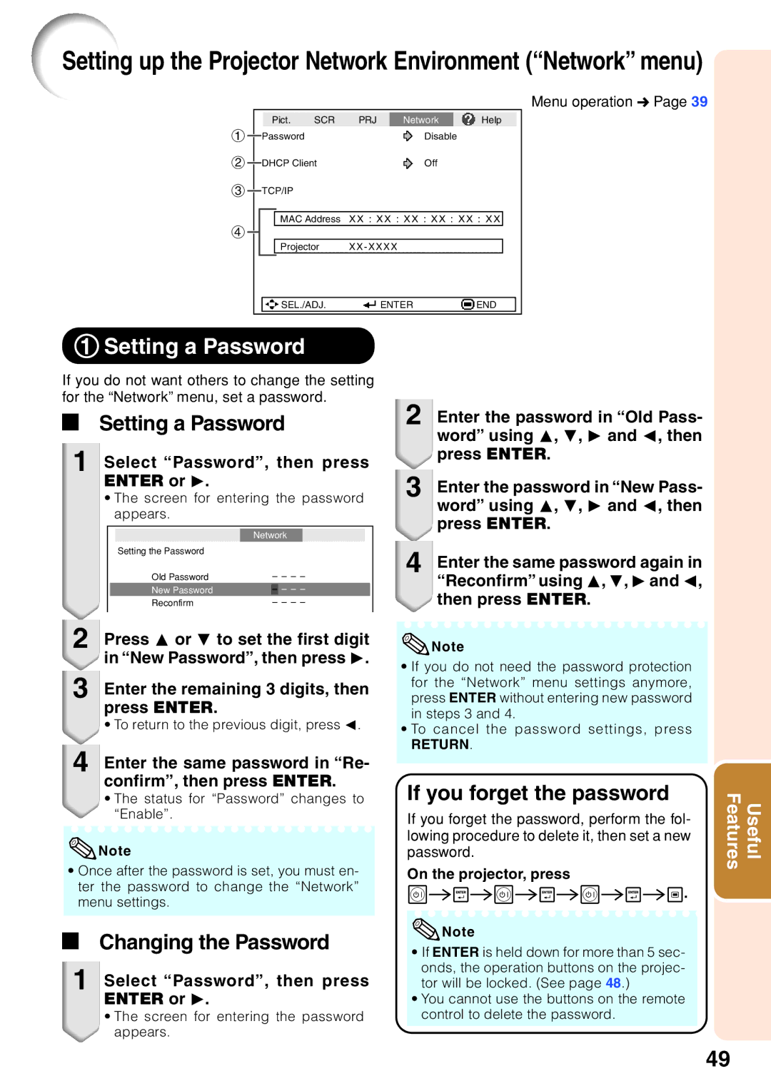 Sharp PG-F255W quick start 1Setting a Password 