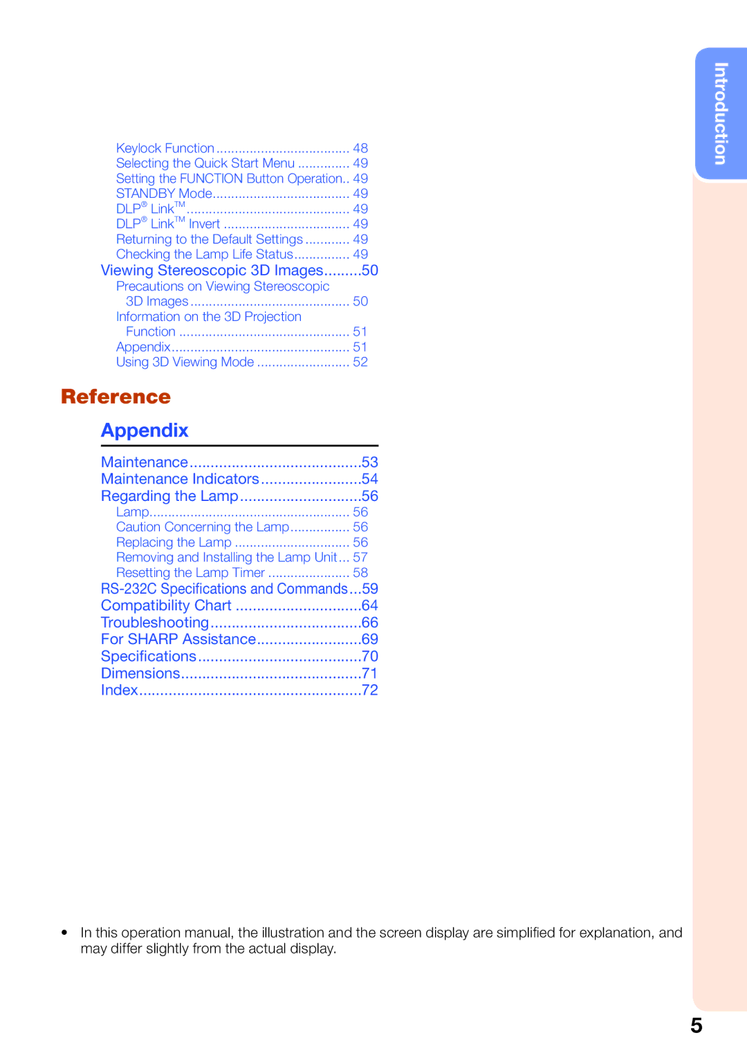 Sharp PGLW2000, PG-LW2000 appendix Reference, Viewing Stereoscopic 3D Images 