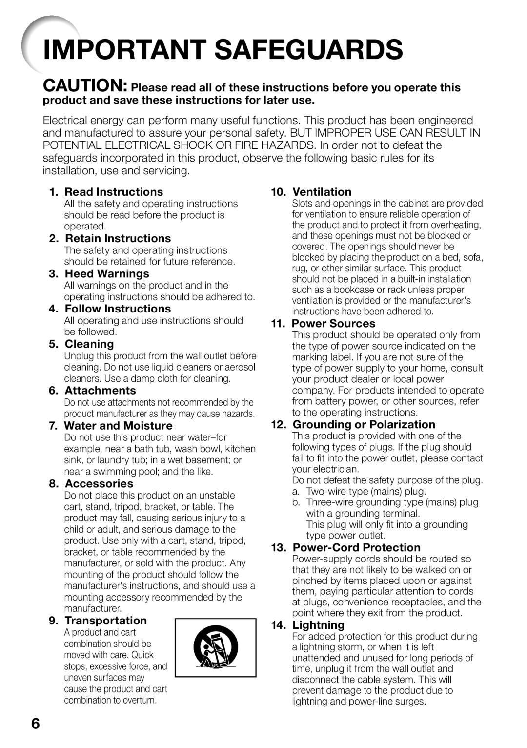 Sharp PG-LW2000 appendix Read Instructions, Retain Instructions, Heed Warnings, Follow Instructions, Cleaning, Attachments 