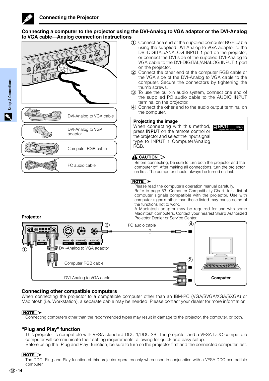 Sharp PG-M15X appendix Connecting other compatible computers, Plug and Play function 