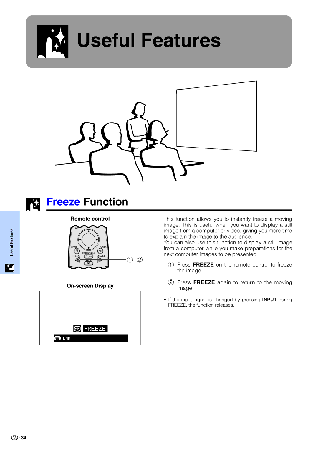 Sharp PG-M15X appendix Useful Features, On-screen Display 