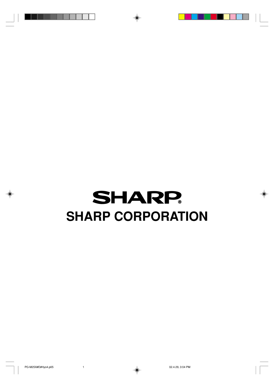 Sharp PG-M25X operation manual Sharp Corporation 