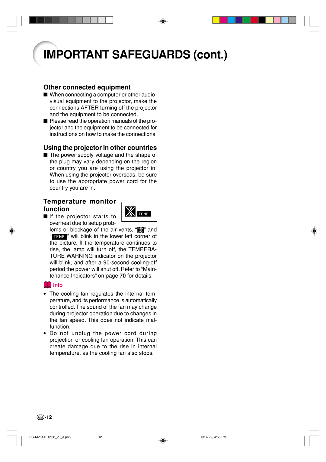 Sharp PG-M25X operation manual Other connected equipment 