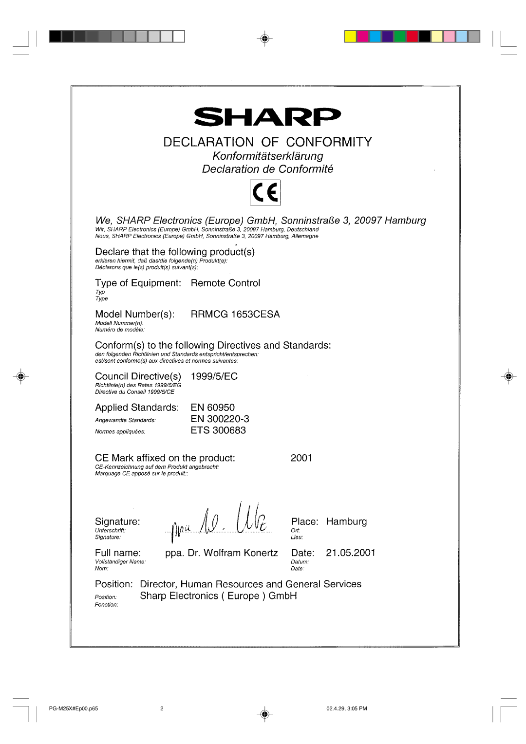 Sharp operation manual PG-M25X#Ep00.p65 02.4.29, 305 PM 