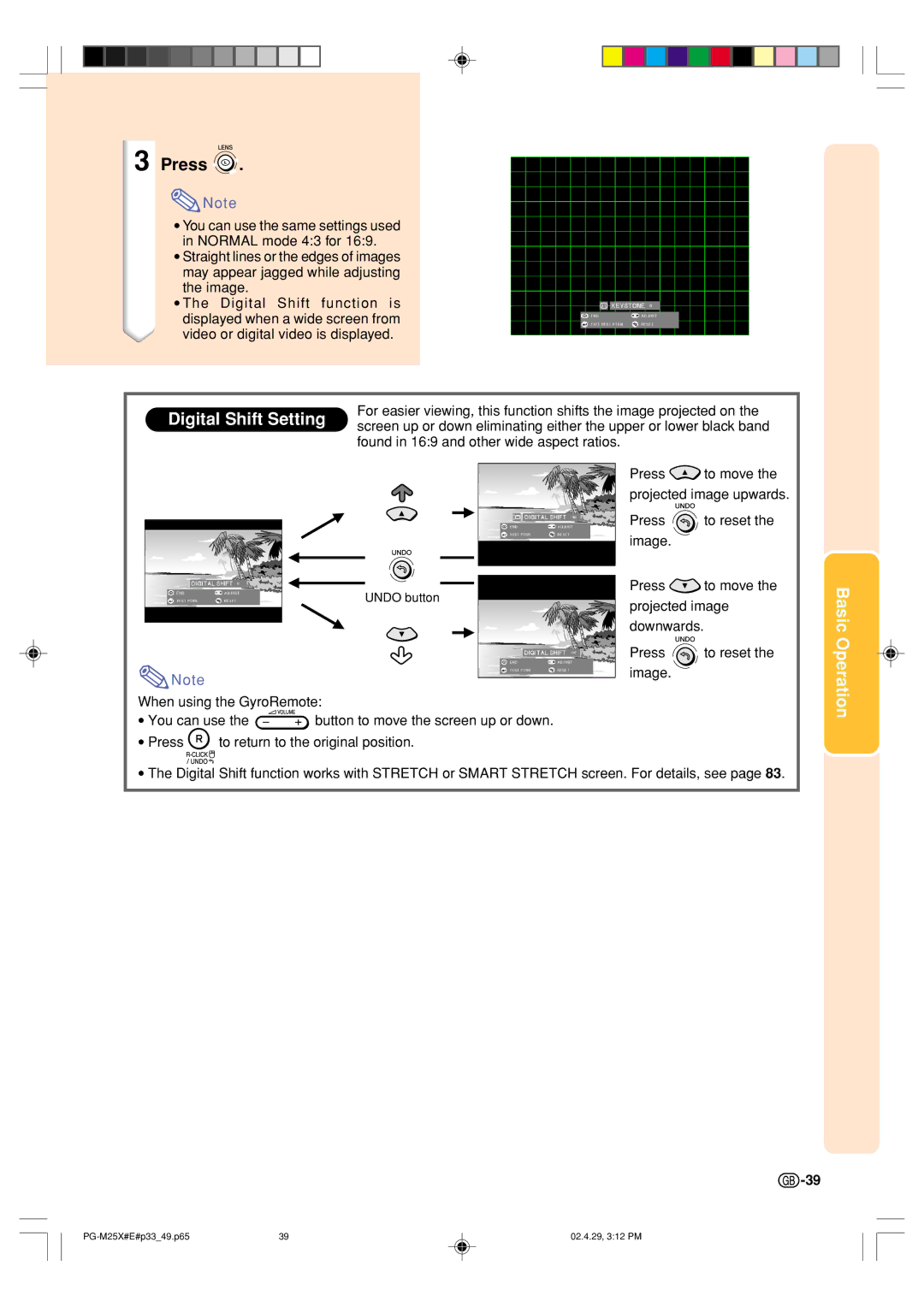 Sharp PG-M25X operation manual Press To reset Image 