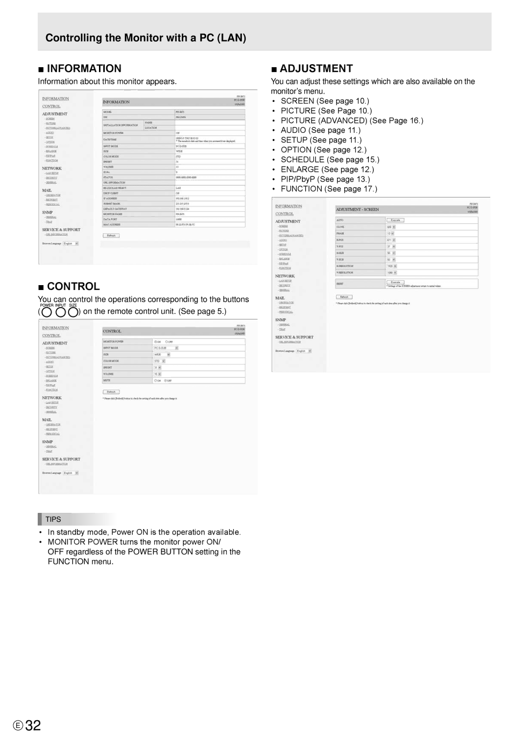 Sharp PN-E471 manual Information about this monitor appears, Monitor’s menu, Screen See, Picture See, Picture Advanced See 