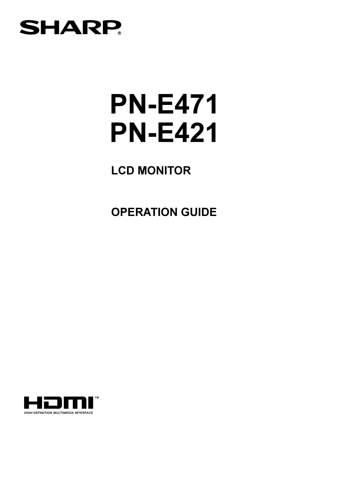 Sharp manual PN-E471 PN-E421 