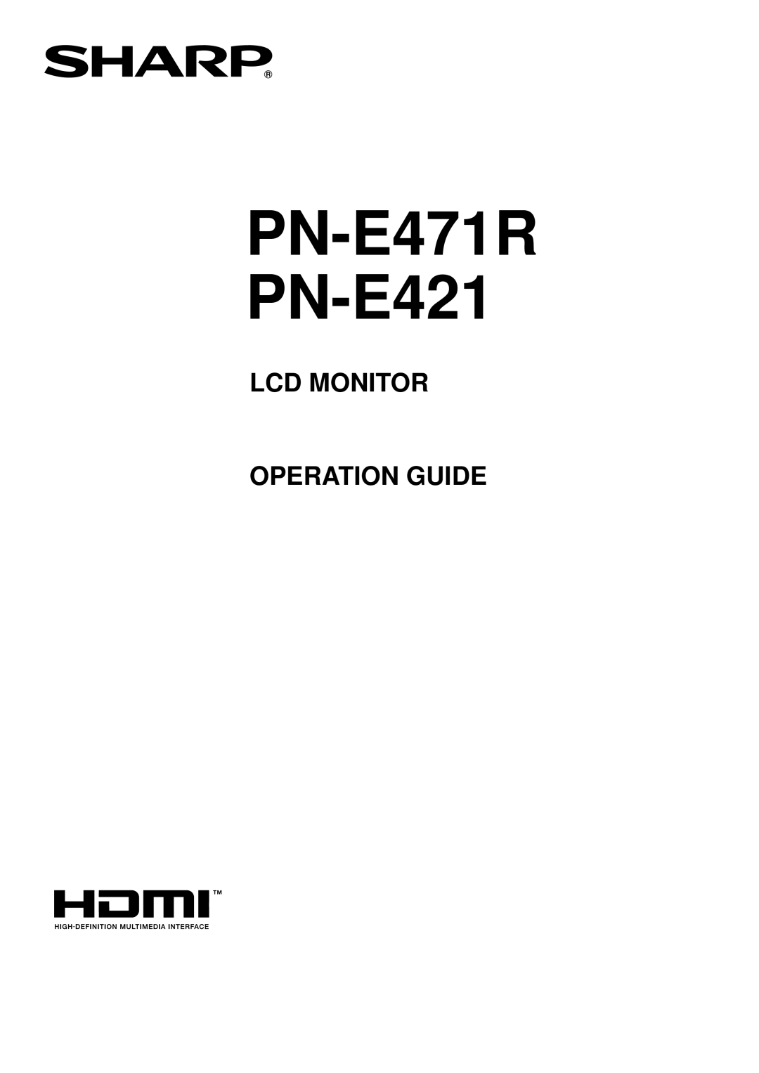 Sharp manual PN-E471R PN-E421 