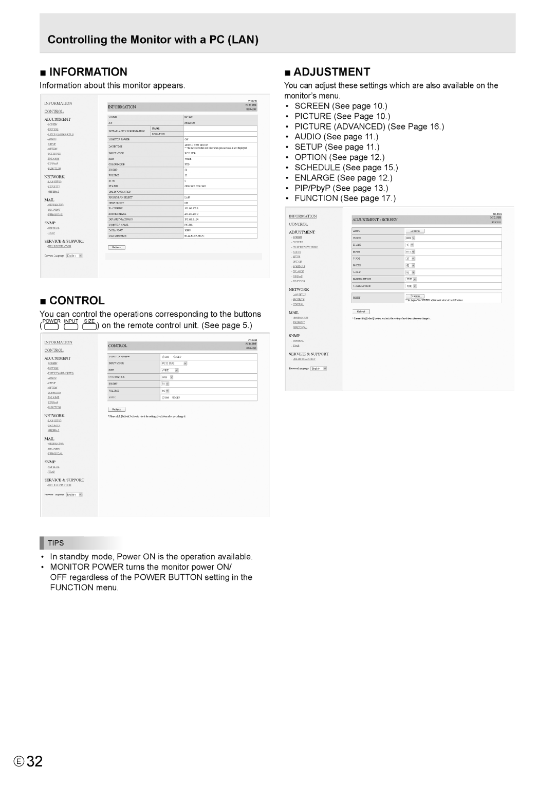 Sharp PN-E601 manual Information about this monitor appears, Monitor’s menu, Screen See, Picture See, Picture Advanced See 