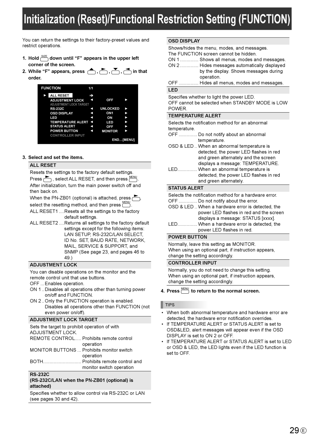 Sharp PN-E602 operation manual 29 E 