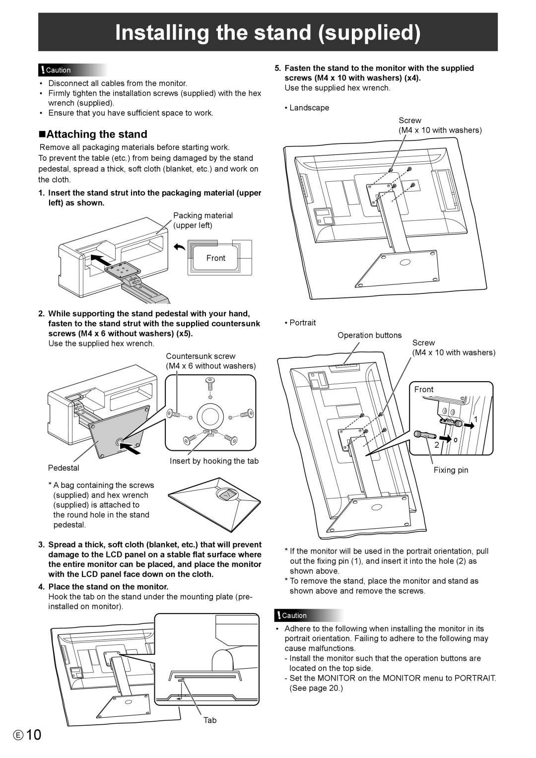 Sharp PN-K321 operation manual Installing the stand supplied, NAttaching the stand 