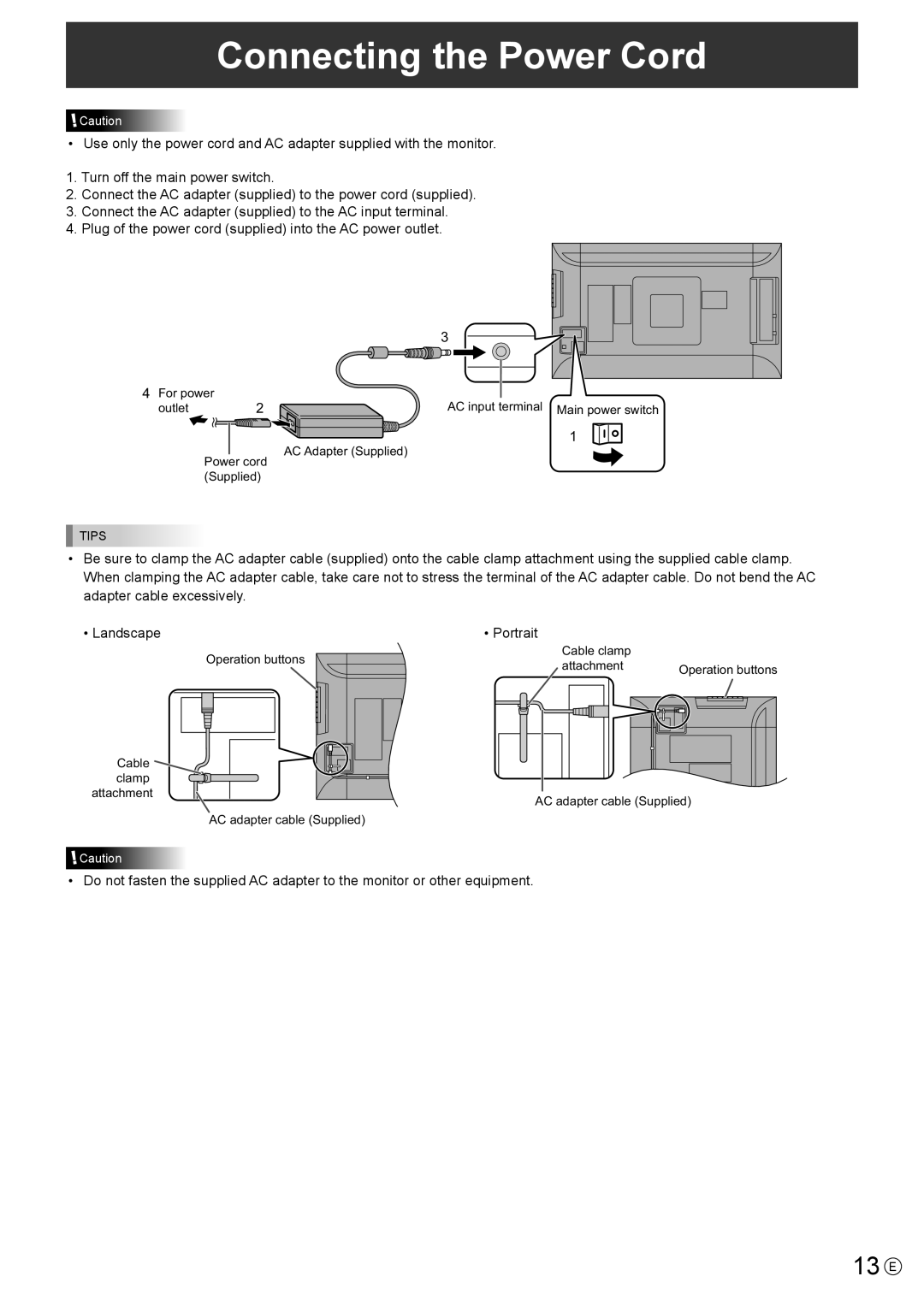 Sharp PN-K321H operation manual Connecting the Power Cord 