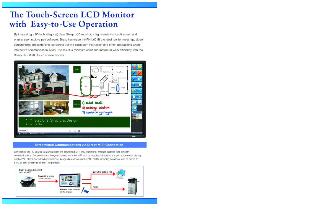 Sharp SIICA10260 Touch-Screen LCD Monitor with Easy-to-Use Operation, Streamlined Communications via Direct MFP Connection 