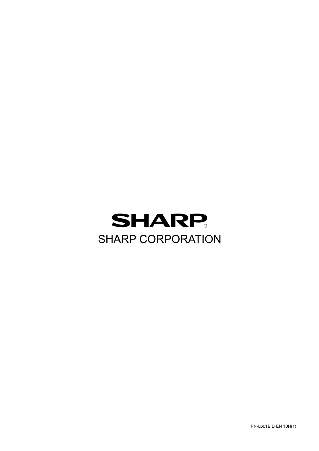 Sharp operation manual PN-L601BD EN 10H1 