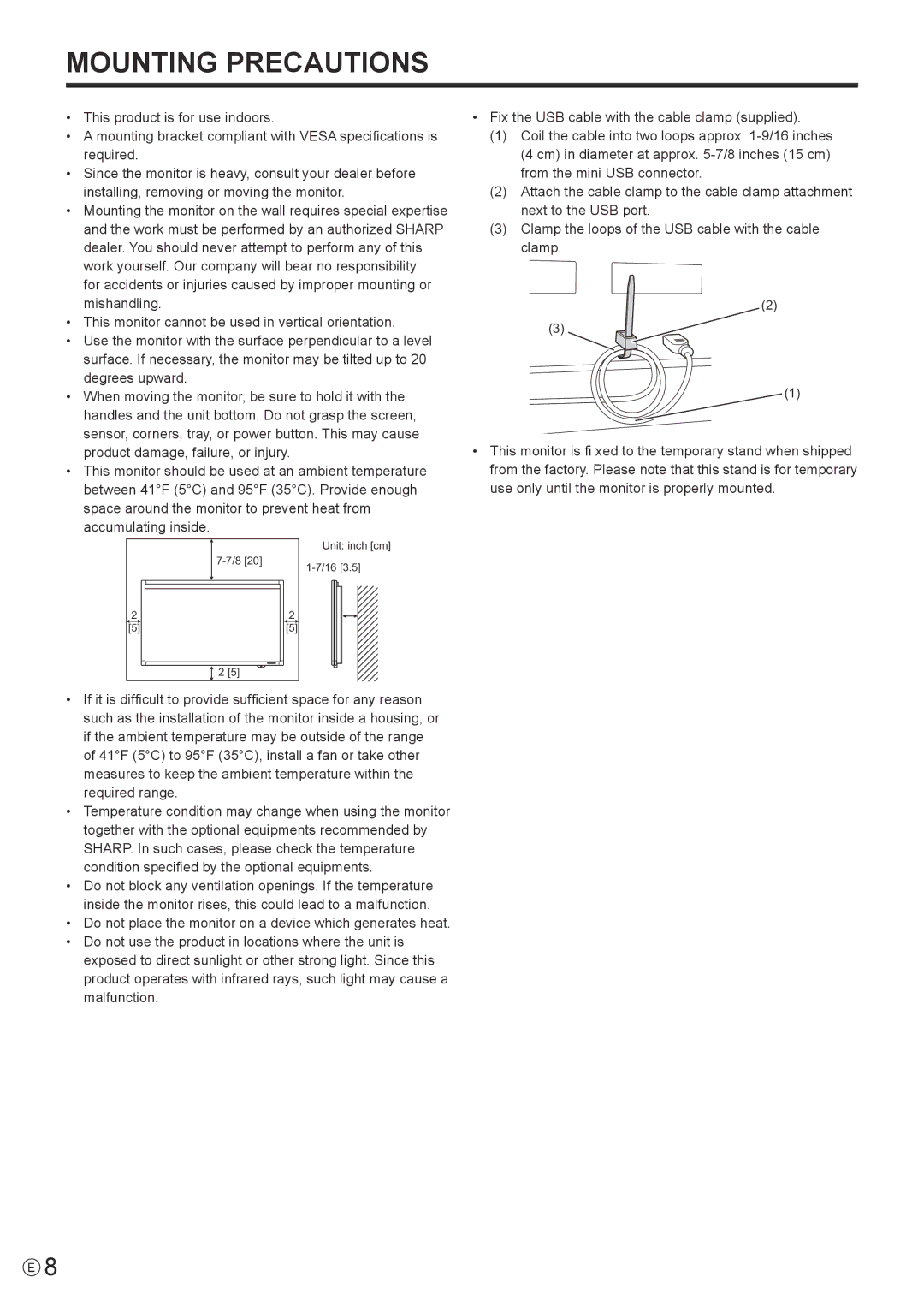 Sharp PN-LB02B, PN-L802B, PNL802BPKG2A operation manual Mounting Precautions 