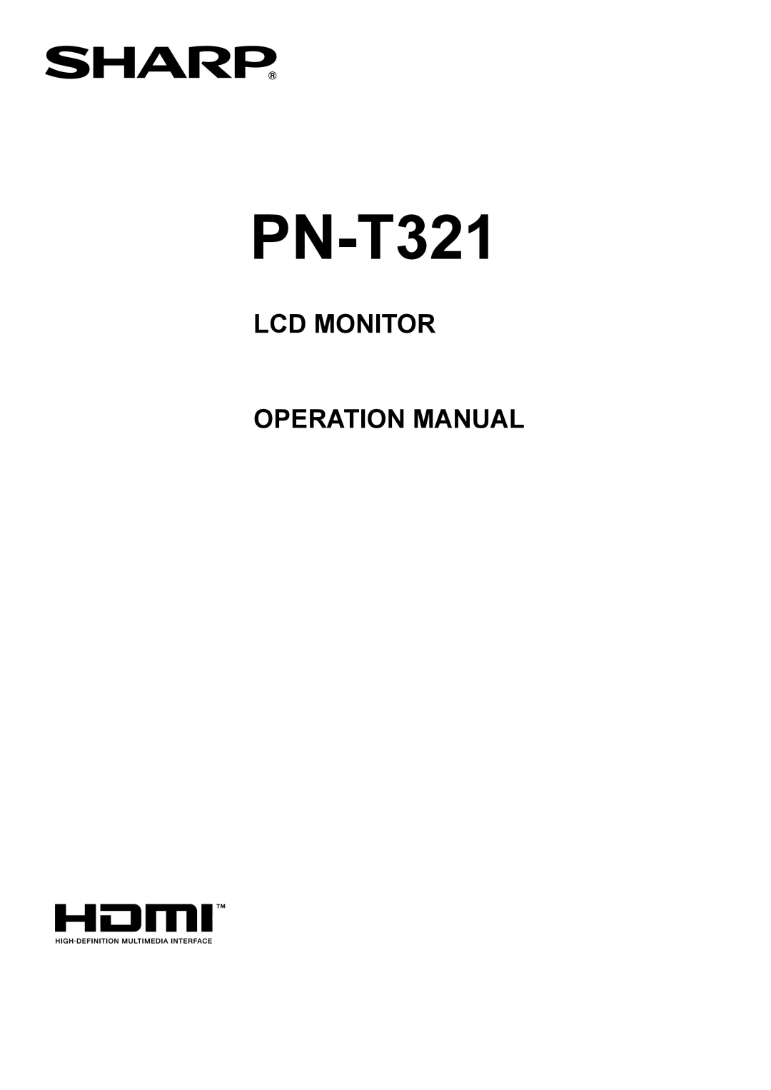 Sharp PN-T321 operation manual 