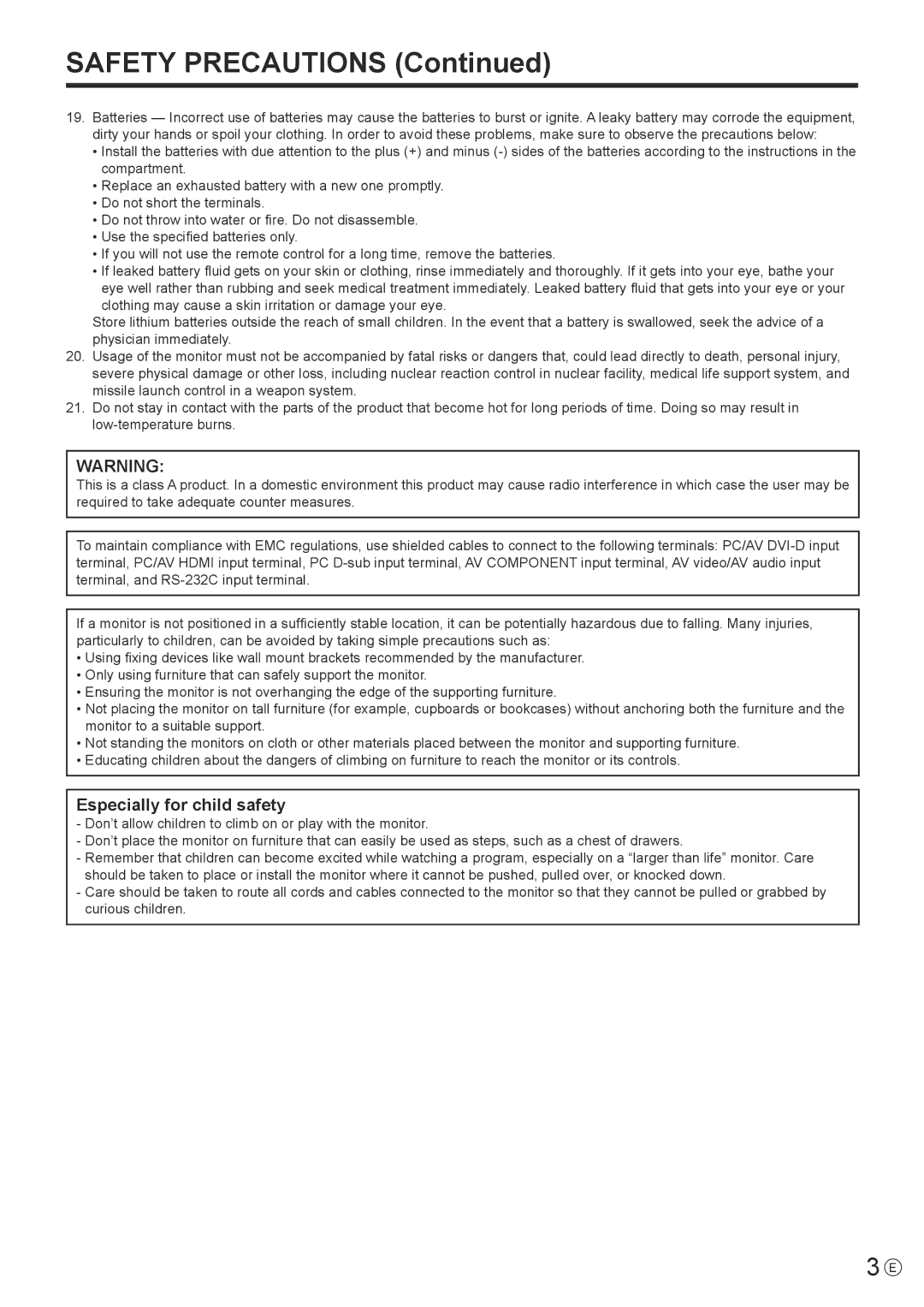 Sharp PN-T321 operation manual Safety Precautions 