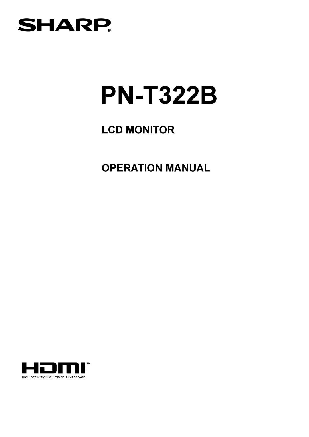 Sharp PN-T322B operation manual 