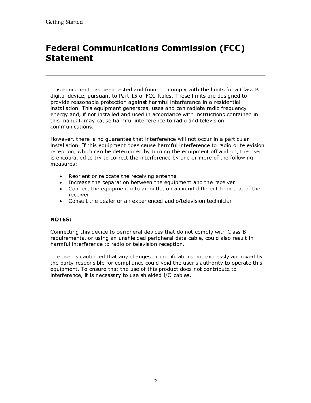 Sharp PNTPC2W7A, PN-TPC2W7A manual Federal Communications Commission FCC Statement 