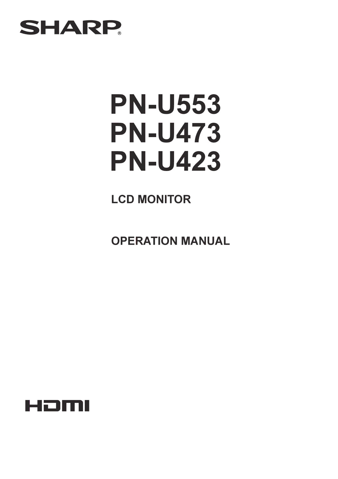 Sharp operation manual PN-U553 PN-U473 PN-U423 